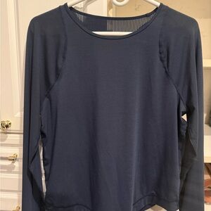 Sweaty Betty Breath Easy Mesh Deep Blue Long Sleeve Top Never Worn